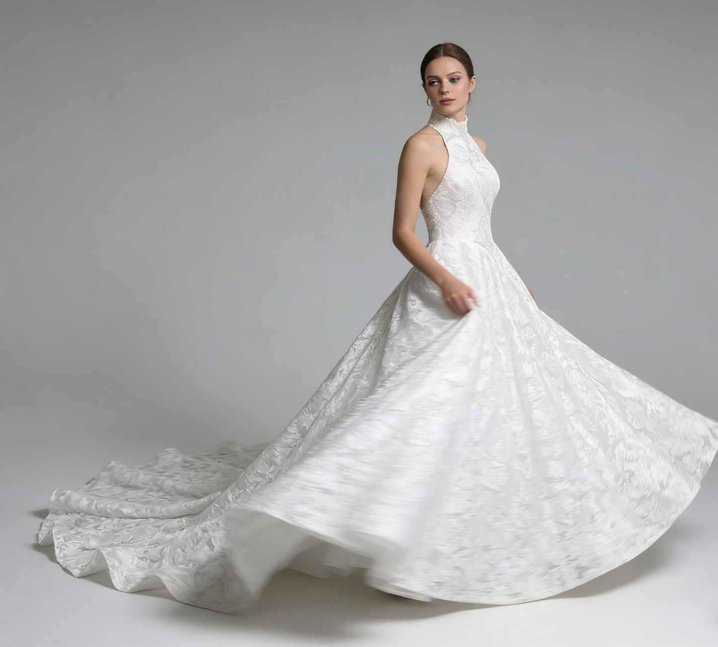 Z-ting "Elena" Vintage Lace A-Line Wedding Dress with Chapel Train