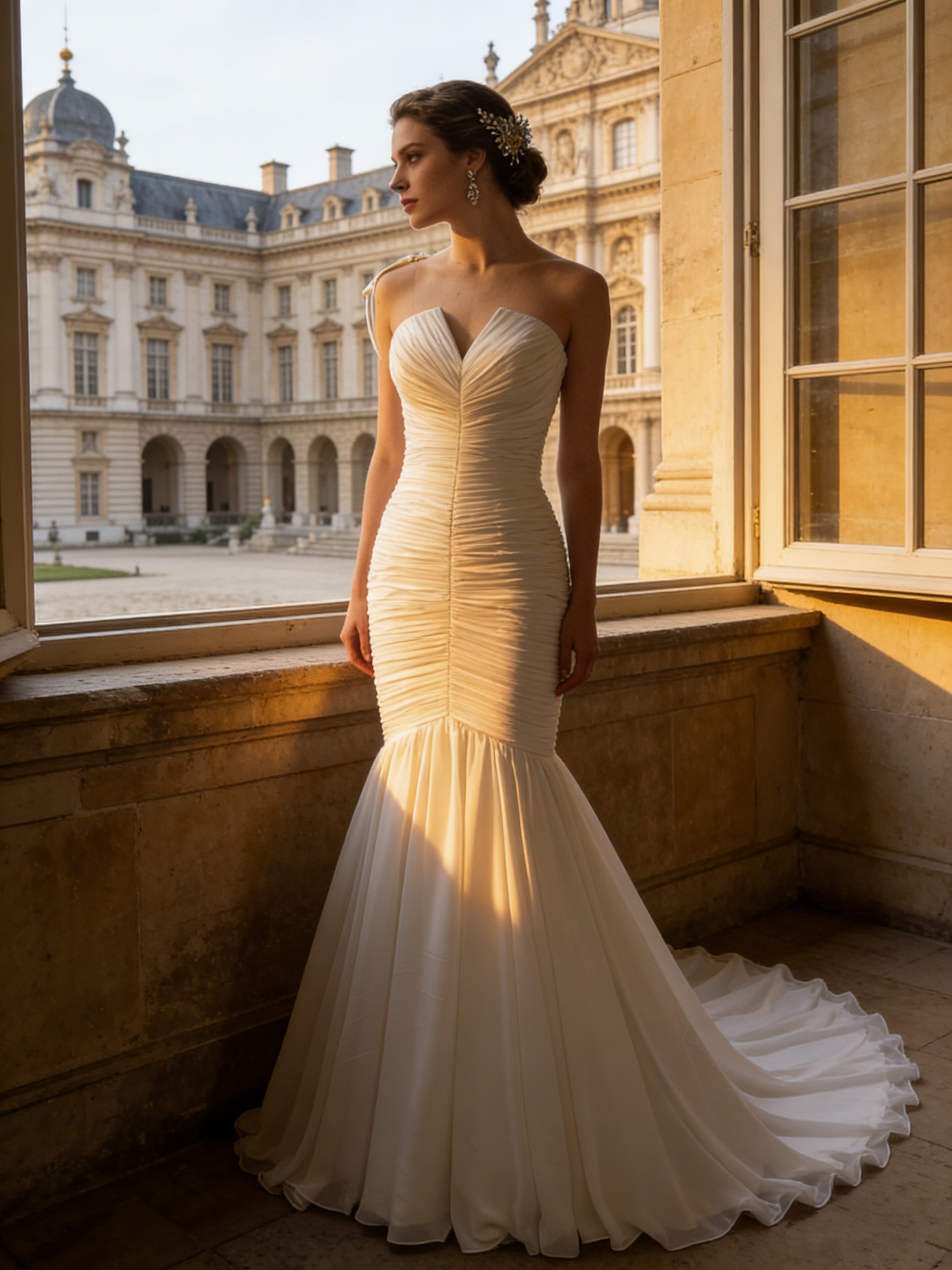 ZT013 Elegant Ruched Mermaid Wedding Dress with Sweetheart Neckline