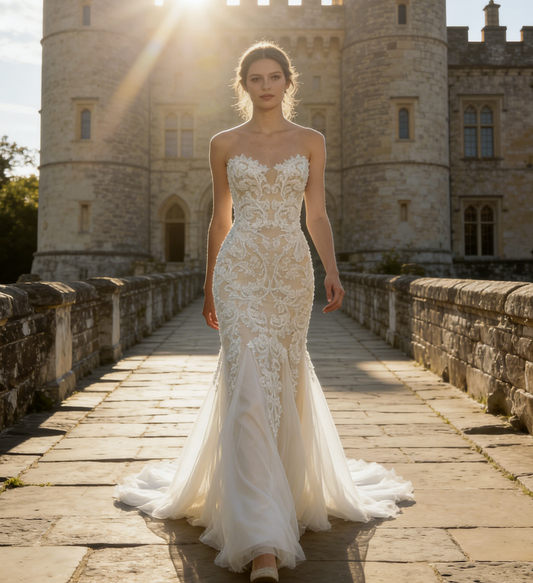 Romantic Strapless Lace Mermaid Wedding Dress | Z-Ting JF043