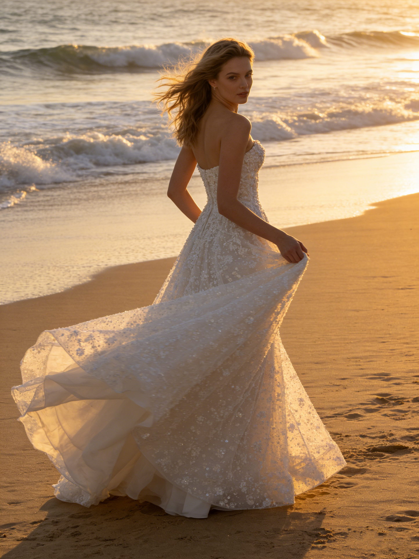 CS159 Luxury Beaded Sweetheart A-Line Wedding Dress with 3D Floral Lace