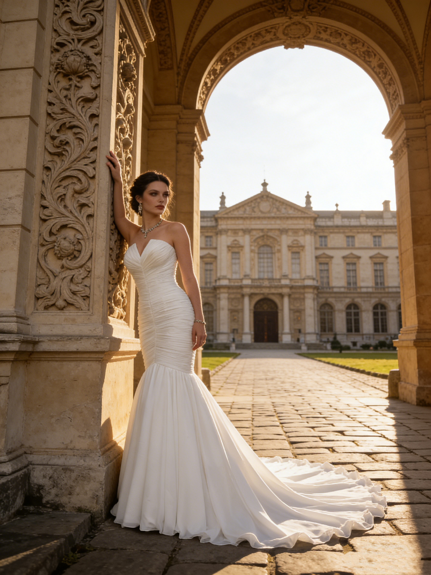 ZT013 Elegant Ruched Mermaid Wedding Dress with Sweetheart Neckline