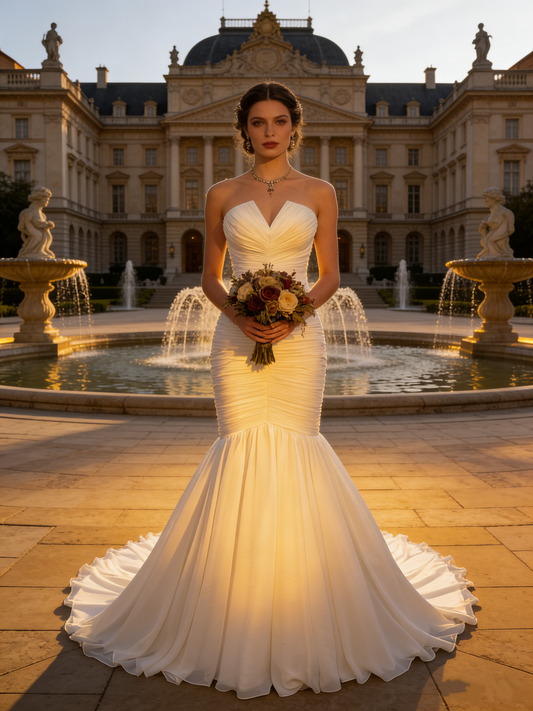 ZT013 Elegant Ruched Mermaid Wedding Dress with Sweetheart Neckline