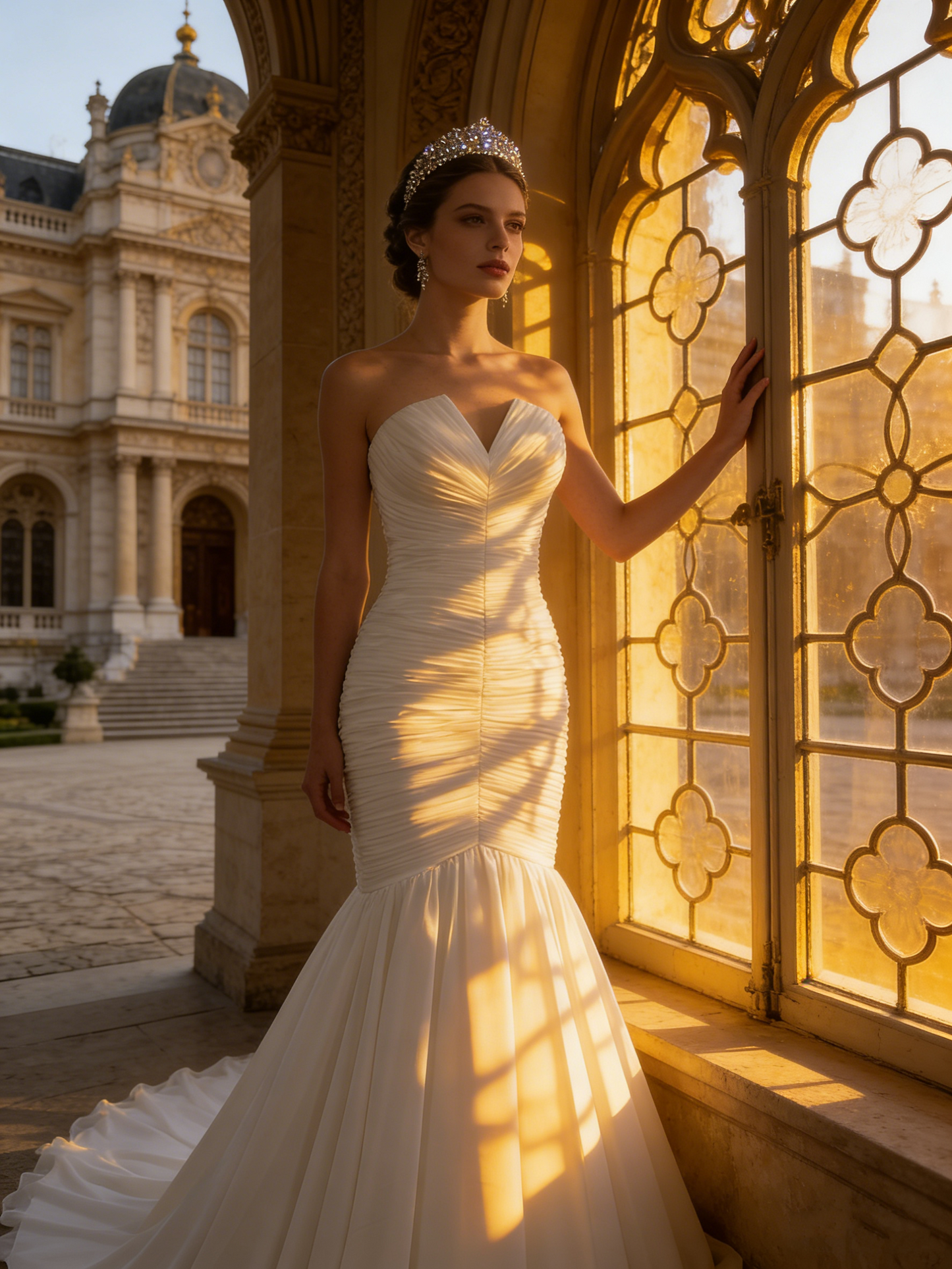 ZT013 Elegant Ruched Mermaid Wedding Dress with Sweetheart Neckline