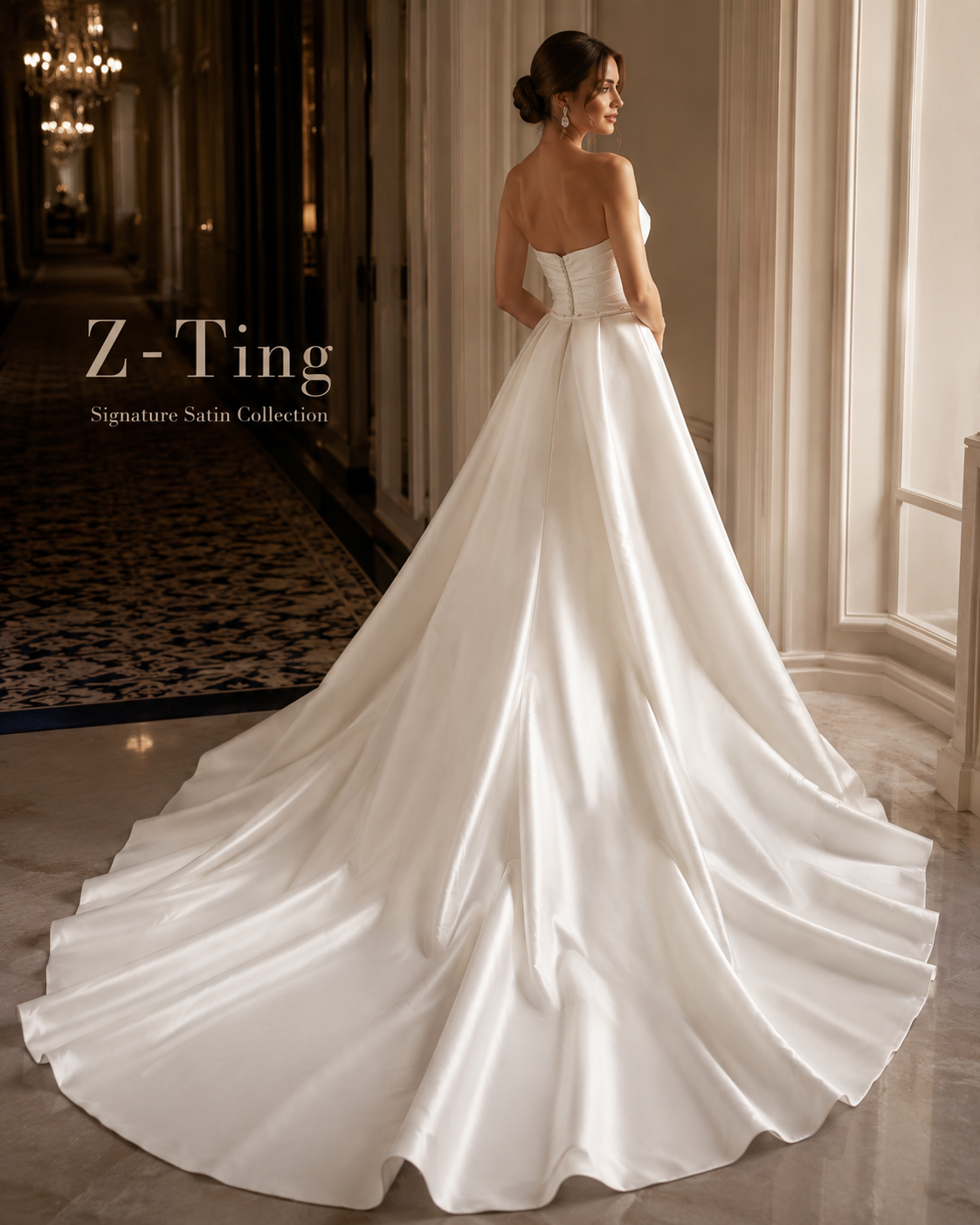 CS219 Elegant Strapless Mermaid Wedding Dress with Detachable Overskirt & High Slit